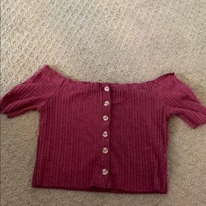 Maroon off the shoulder crop top